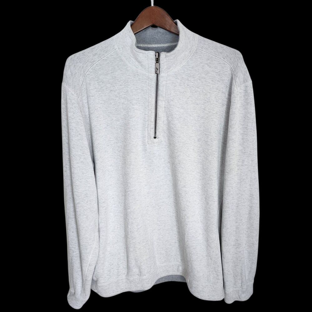 Tommy Bahama Reversible 1/4 Zip Pullover Sweater Gray Marlin Men's *XXL No Tags